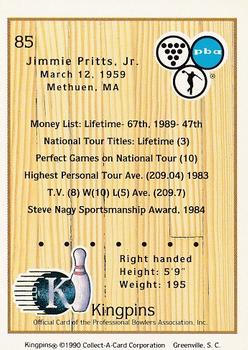 1990 Collect-A-Card Kingpins #85 Jimmie Pritts Jr. Back